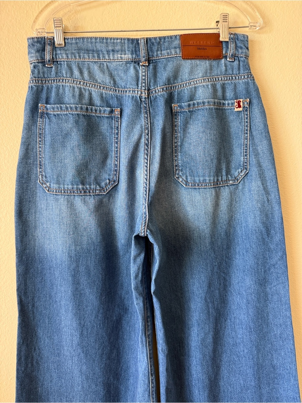 Weekend Max Mara 100% Cotton Wide Leg Denim Pants - Picture 9 of 12
